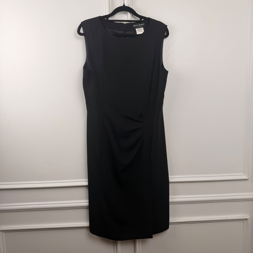 Harve' Benard Evening Black Sleeveless Ruched Sheath Dress Size 8 22M 9970 88‎